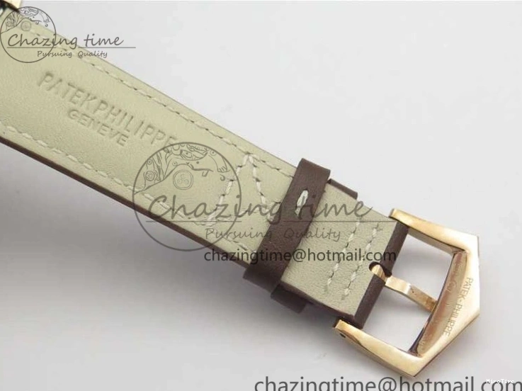 MIROTIME 0423 Calatrava 5524R Pilot Travel Time RG GRF Brown Dial on Brown Leather Strap MIYOTA TopPick 7155